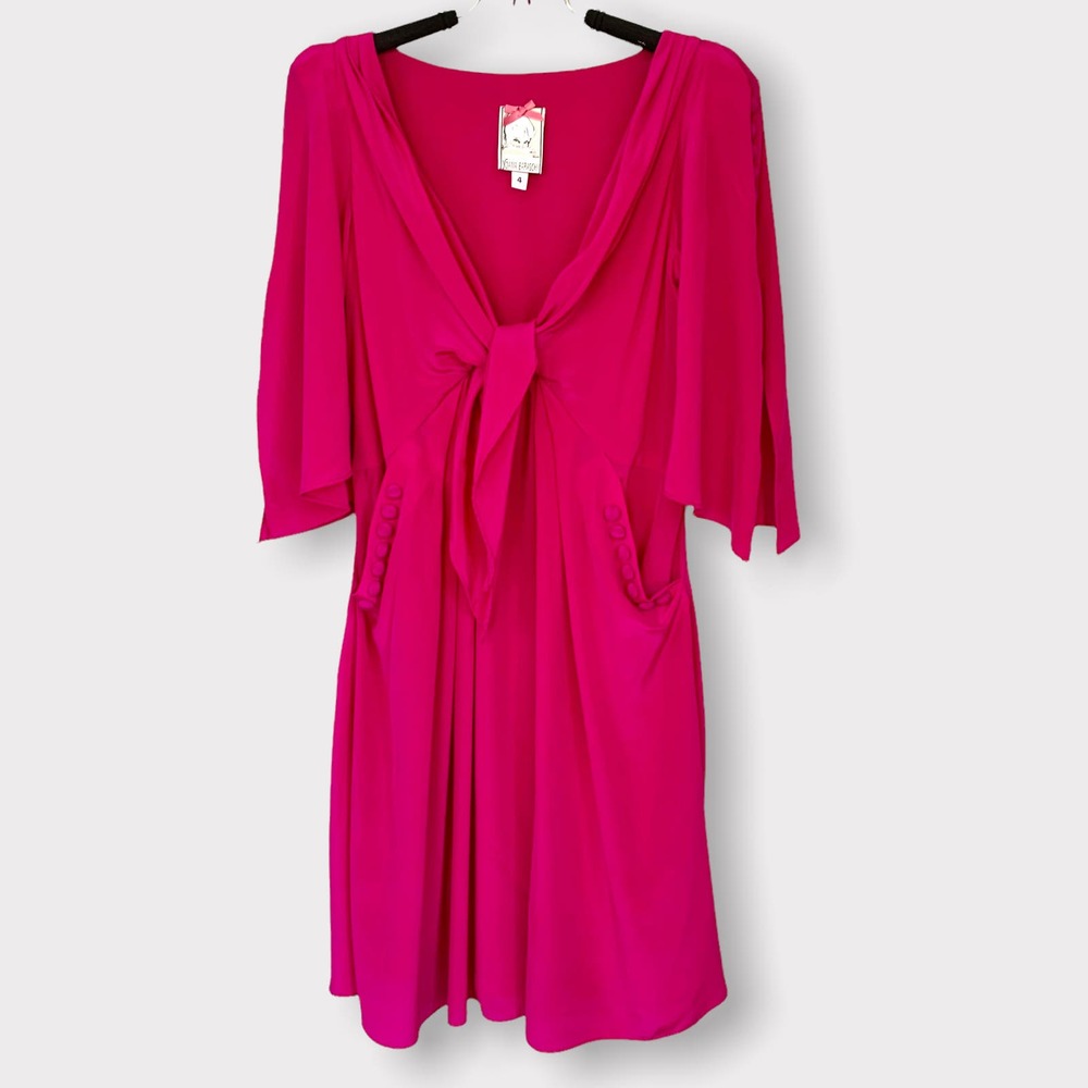 Vintage Yoana Baraschi Silk Fuschia Dress Size 4 - Picture 11 of 11